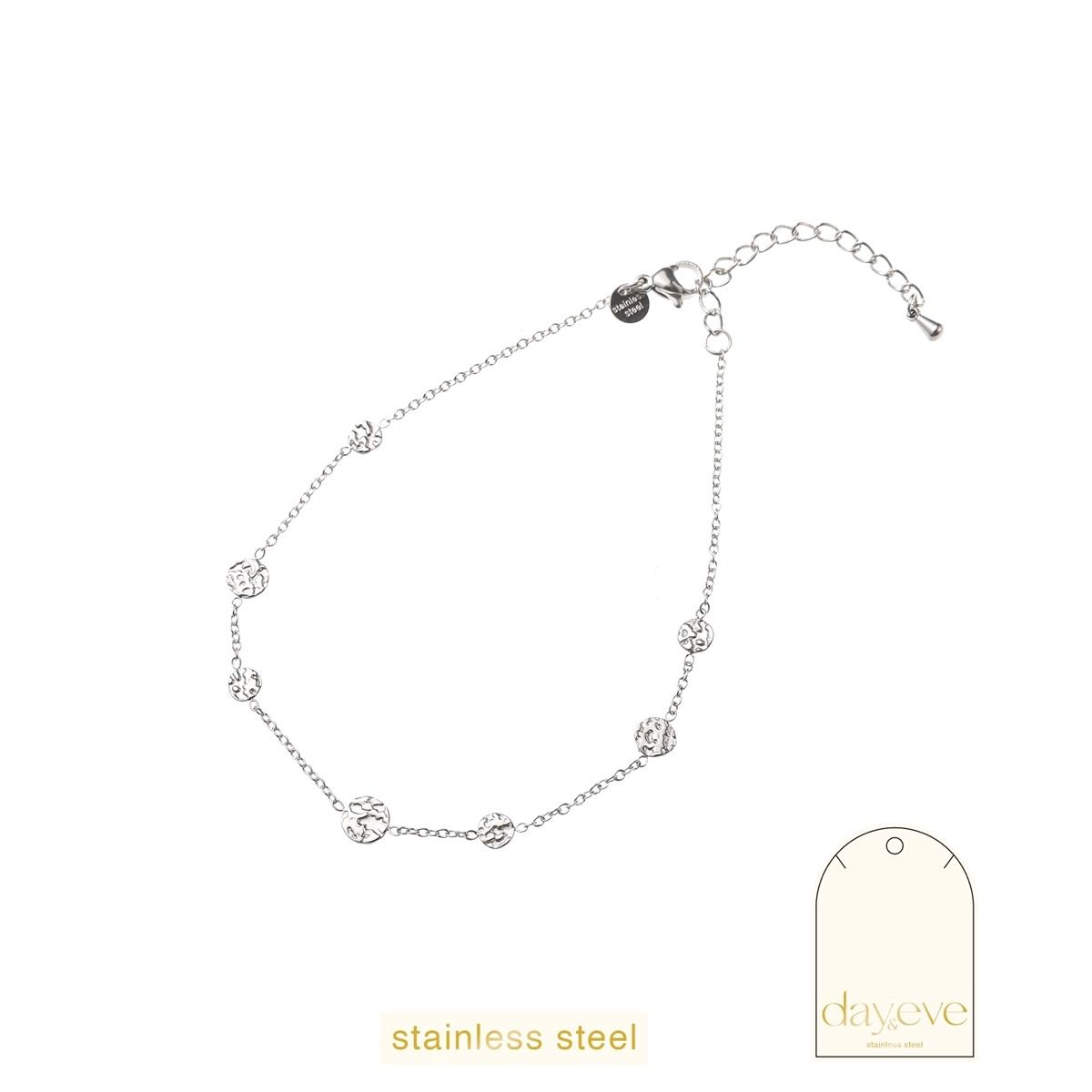 Enkelbandje Textured Rounds - Silver