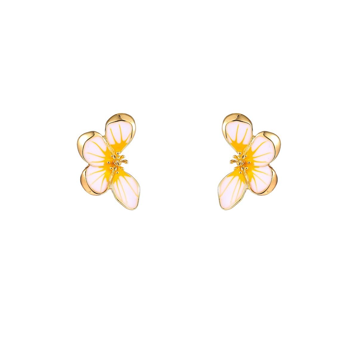 Half Flower Stud - Yellow