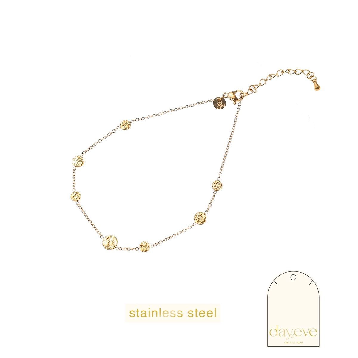 Enkelbandje Textured Rounds - Gold