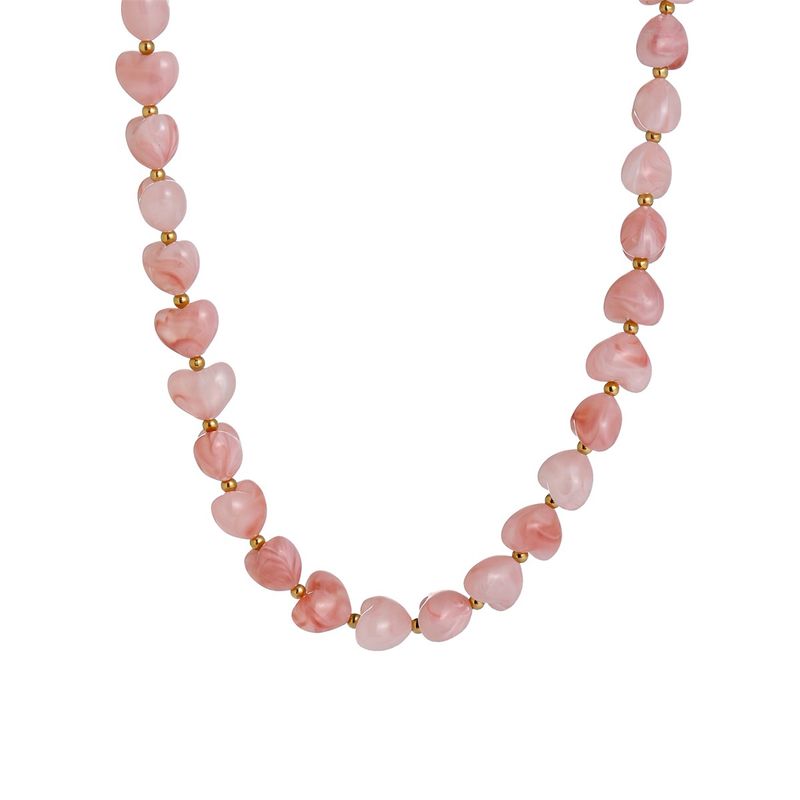 Heart Stones Necklace - Rose