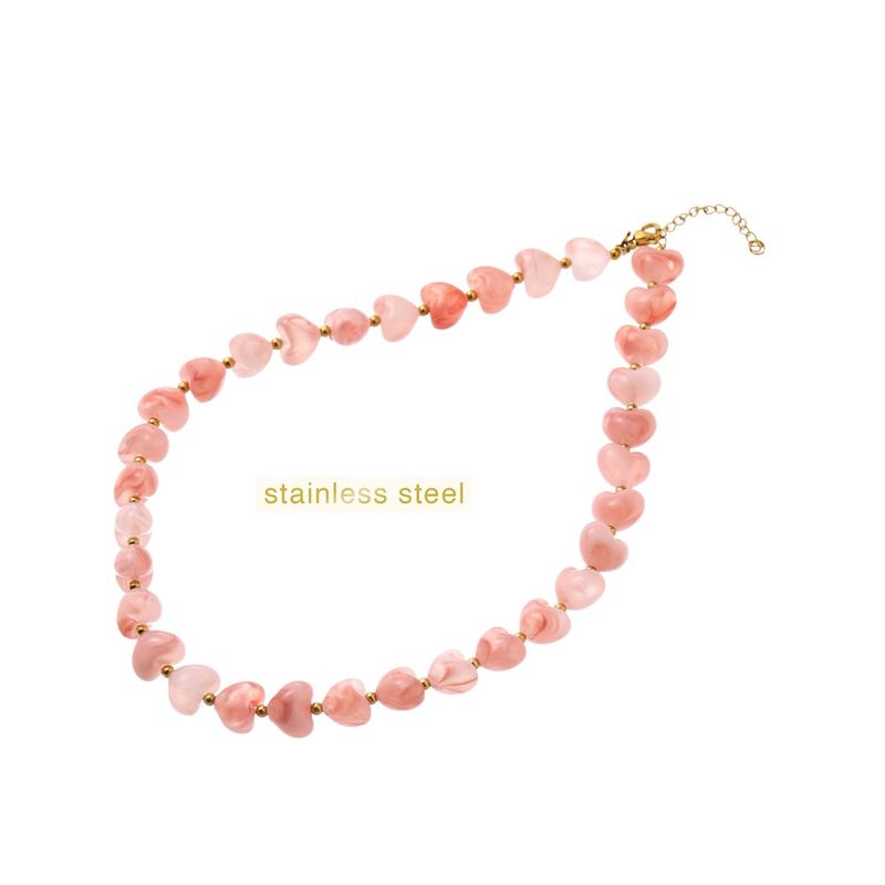 Heart Stones Necklace - Rose