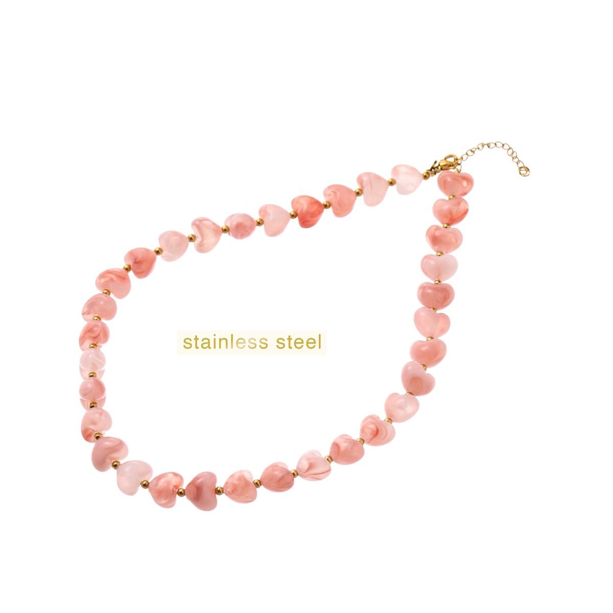 Heart Stones Necklace - Rose