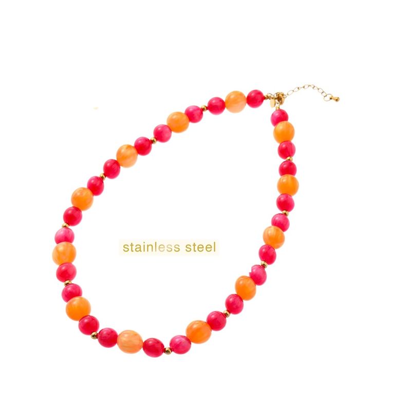 Glamour Stones Necklace - Orange + Pink