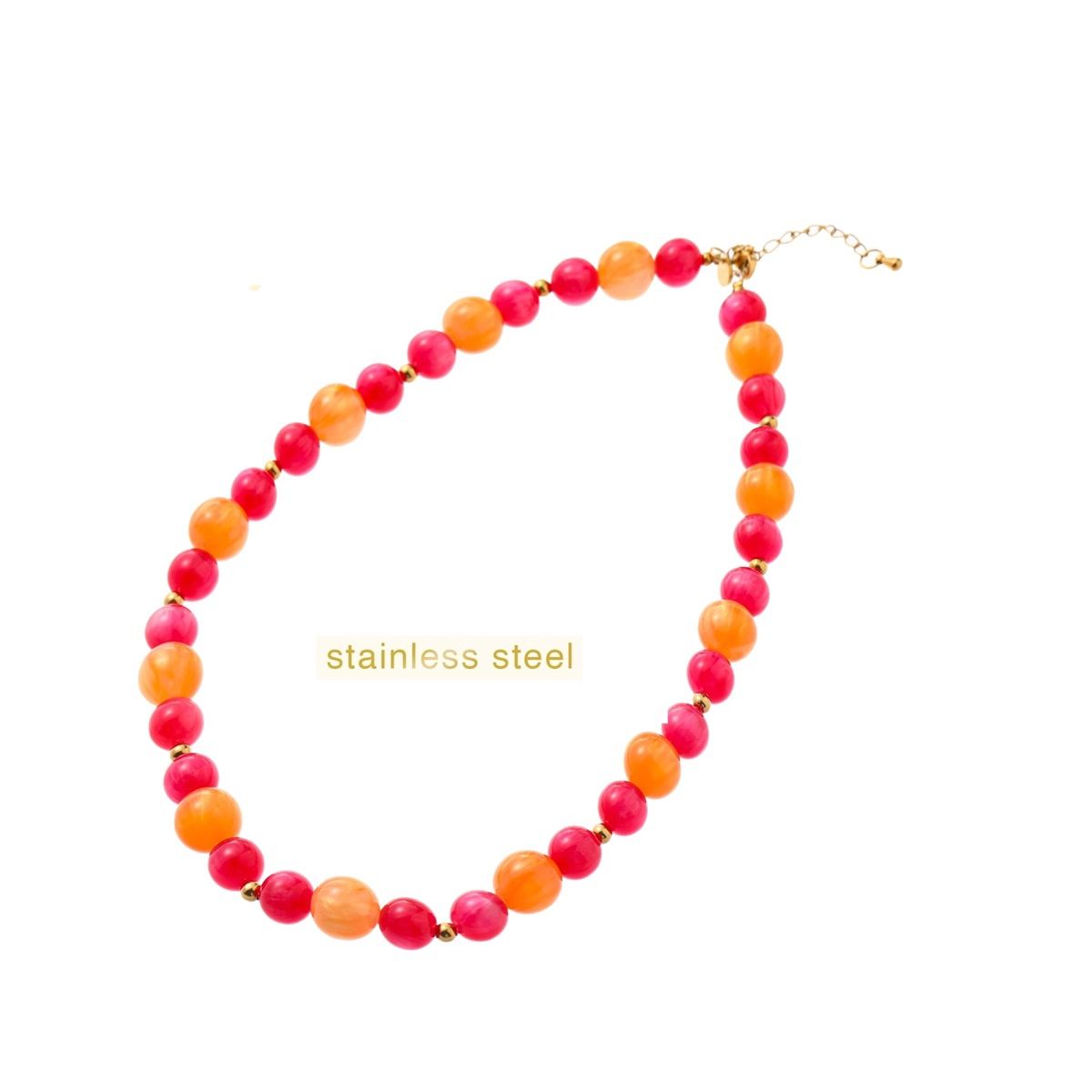 Glamour Stones Necklace - Orange + Pink