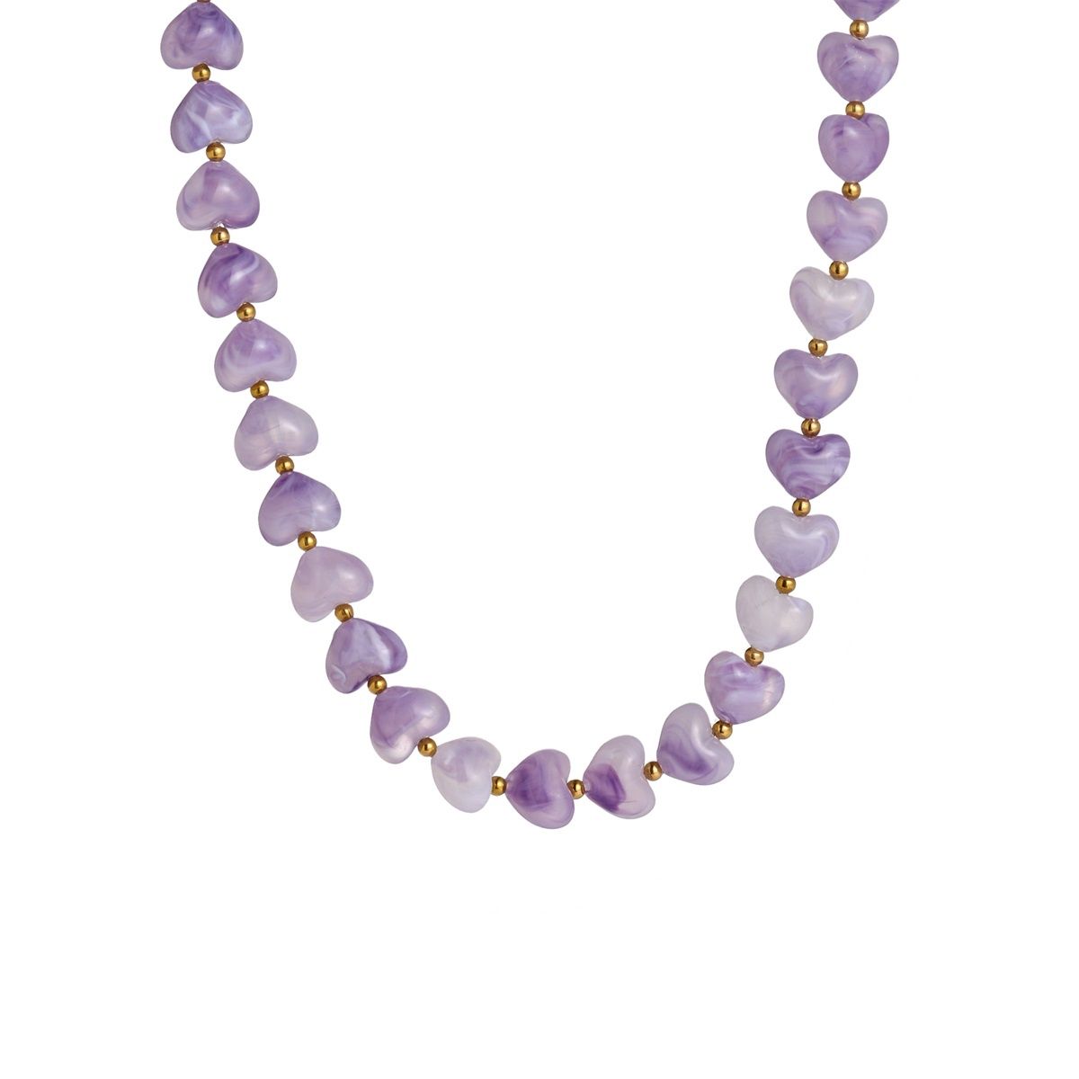 Heart Stones Necklace - Purple