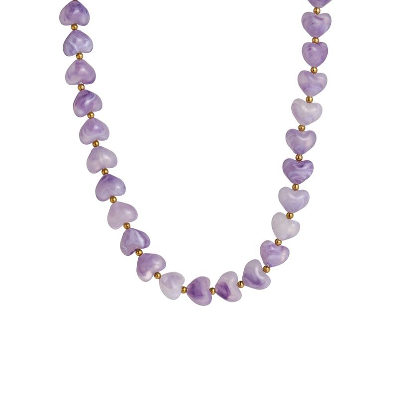 Heart Stones Necklace - Purple