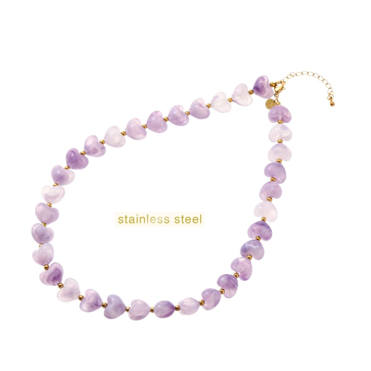 Heart Stones Necklace - Purple