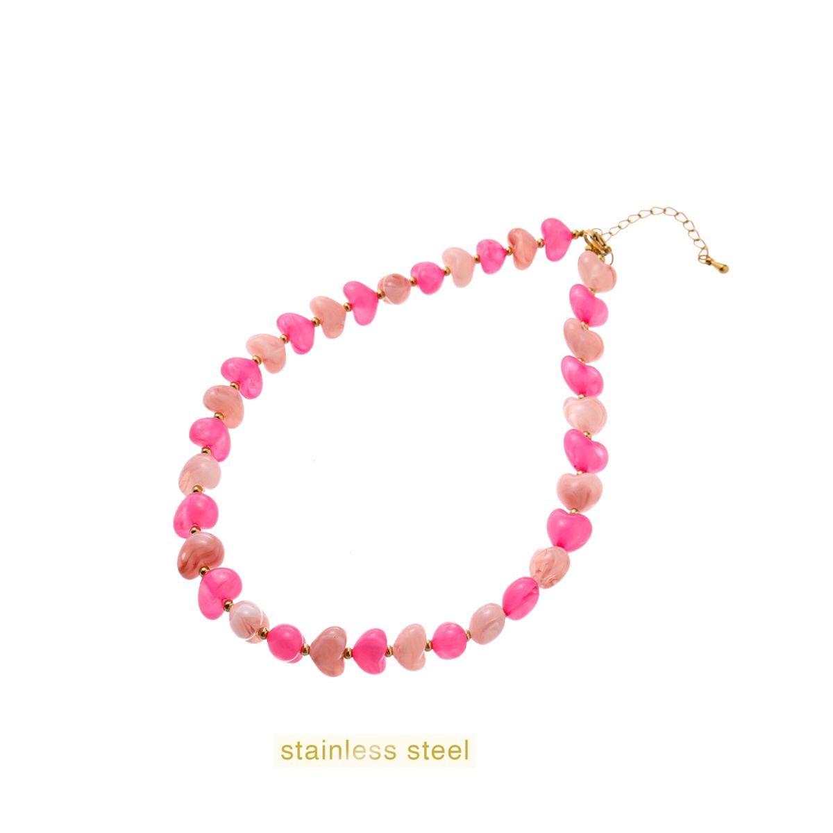 Heart Stones Necklace - Pink
