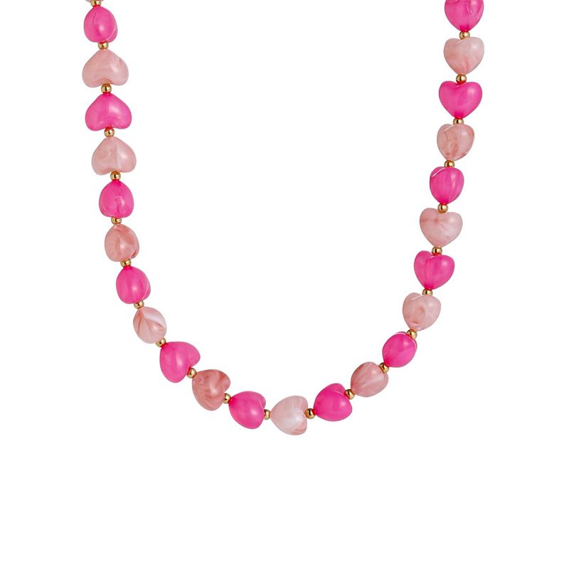 Heart Stones Necklace - Pink