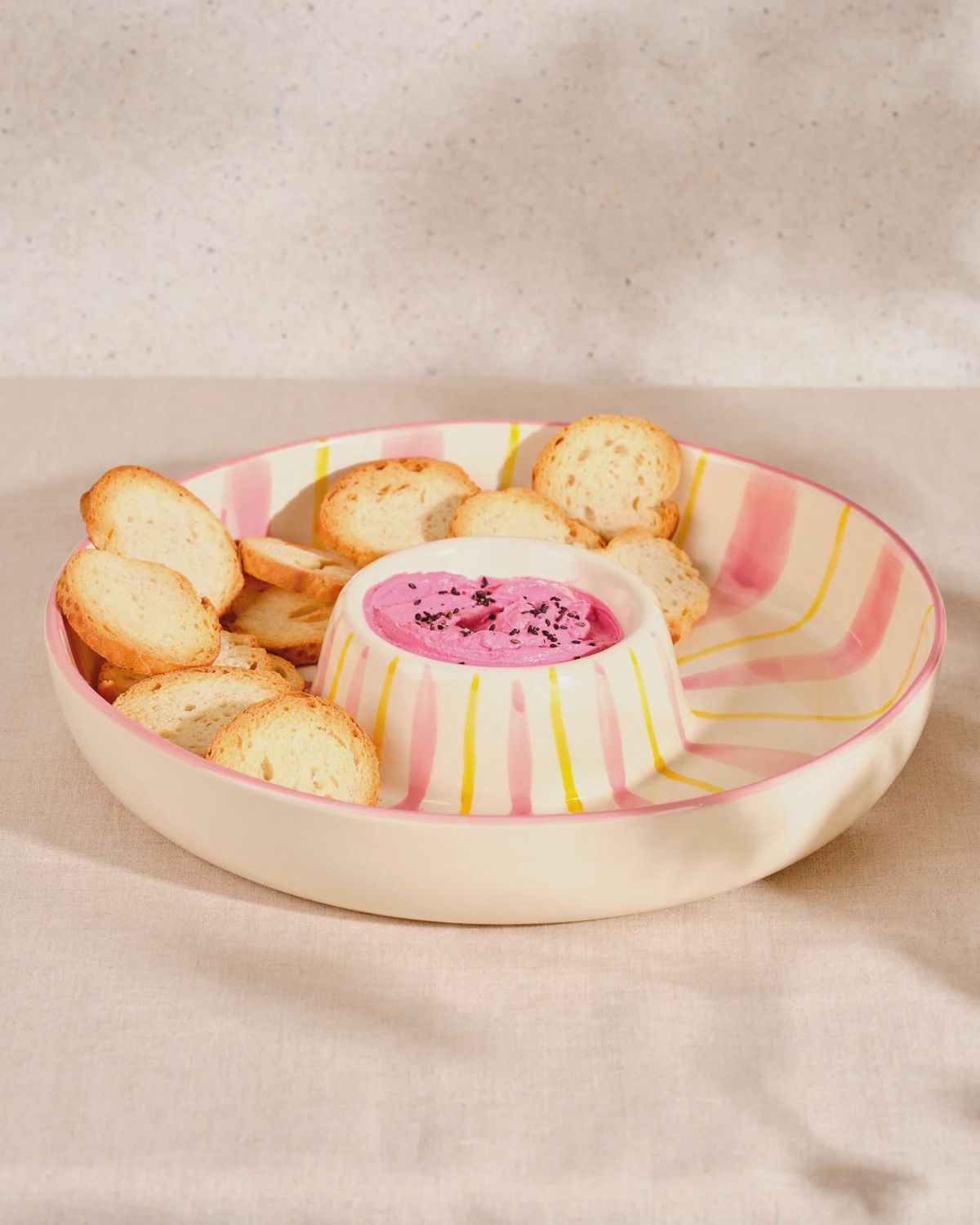 CHIP 'N DIP BOWL - Pink / Yellow