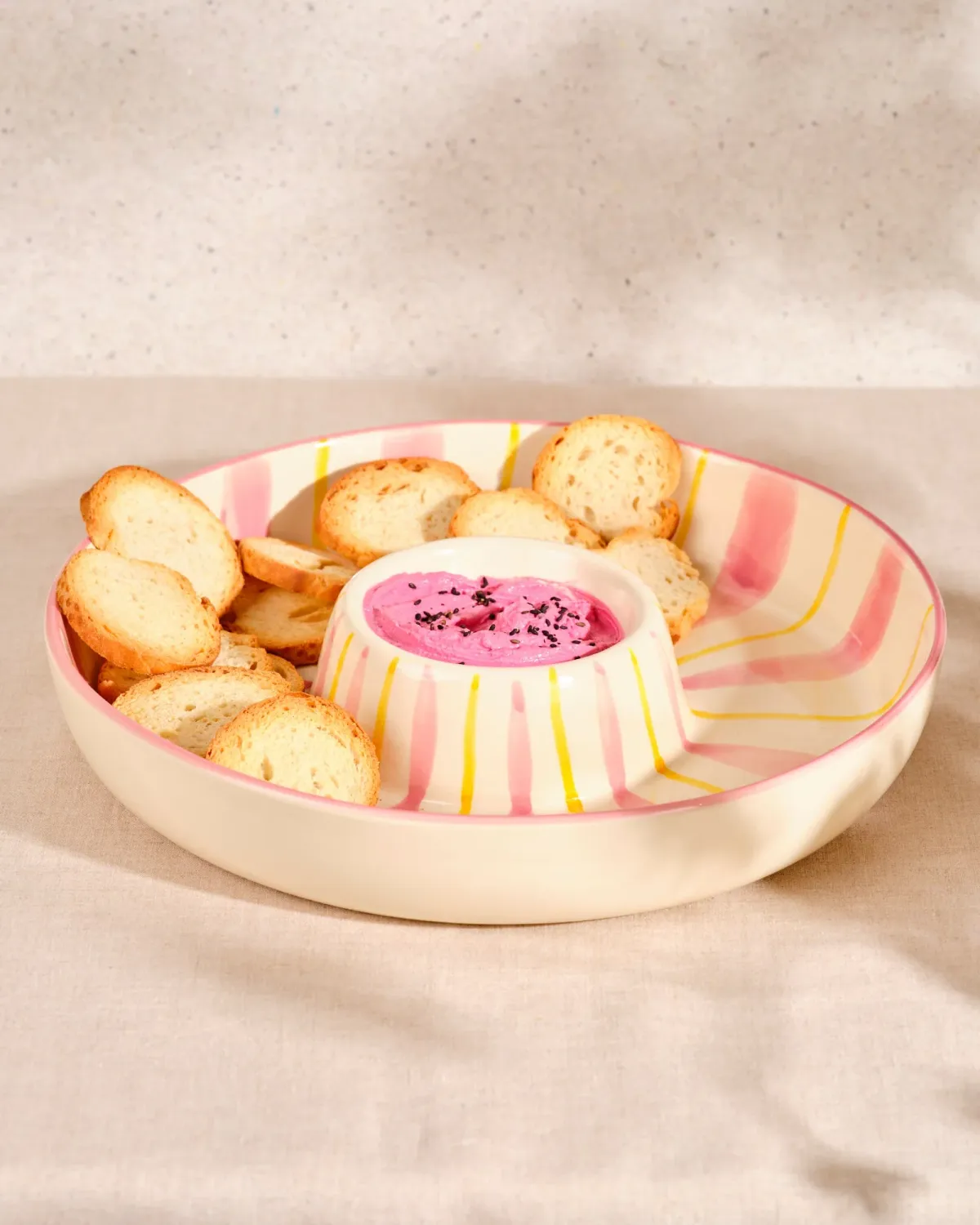 CHIP 'N DIP BOWL - Pink / Yellow