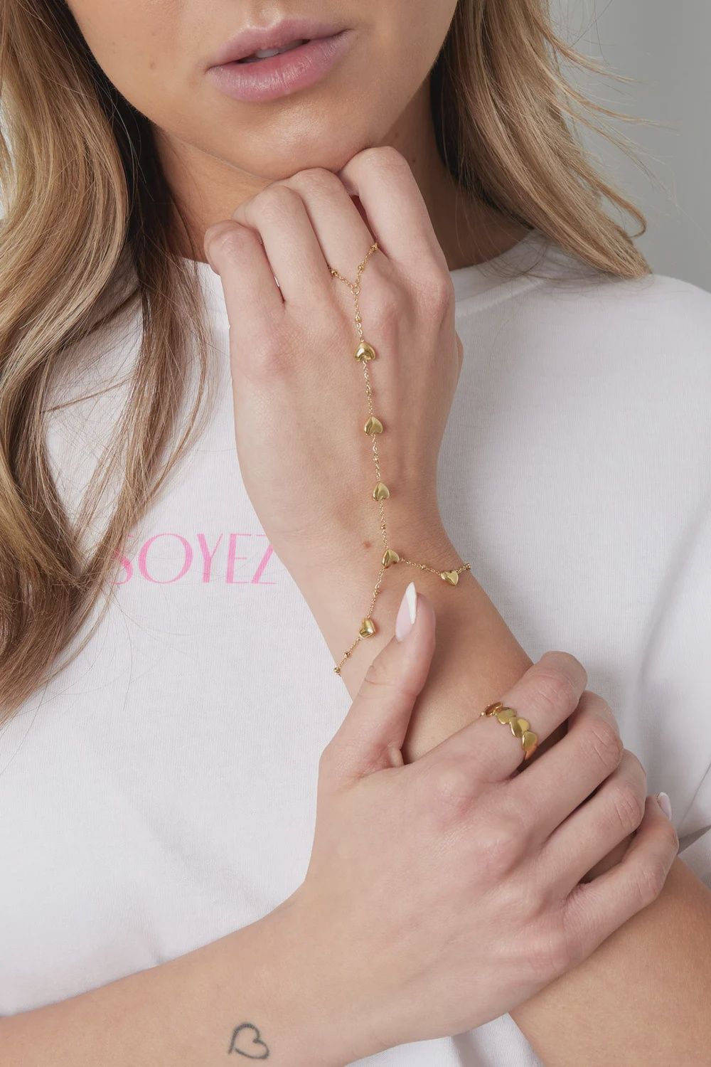 Handchain Hearts - Gold
