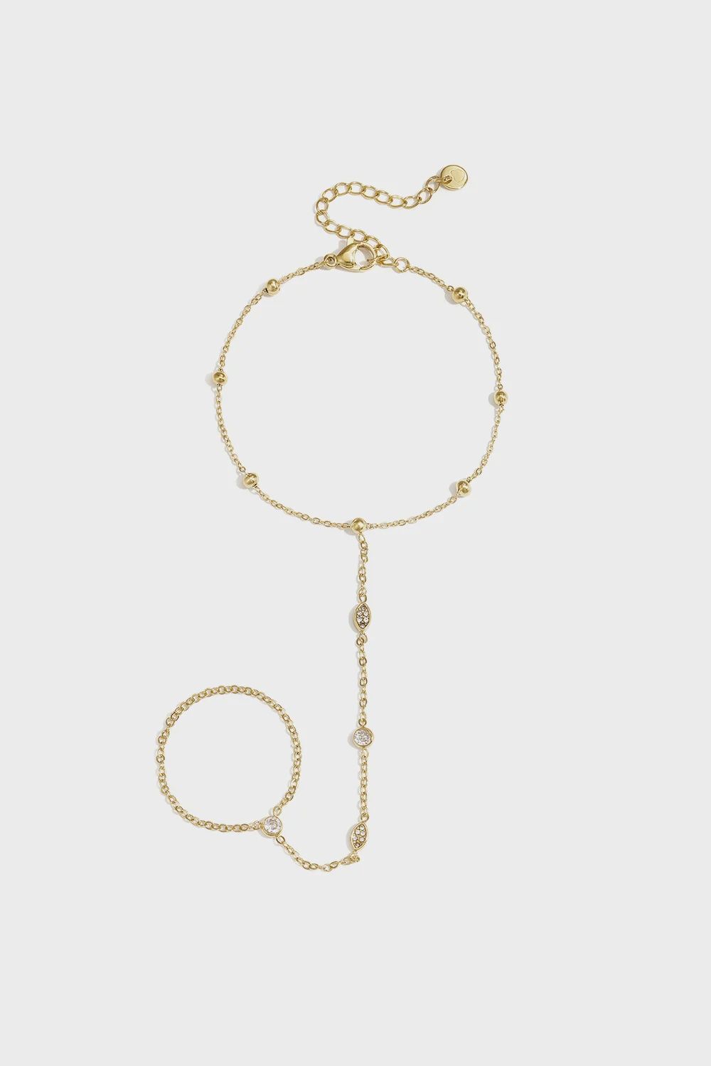 Handchain Round Stones - Gold