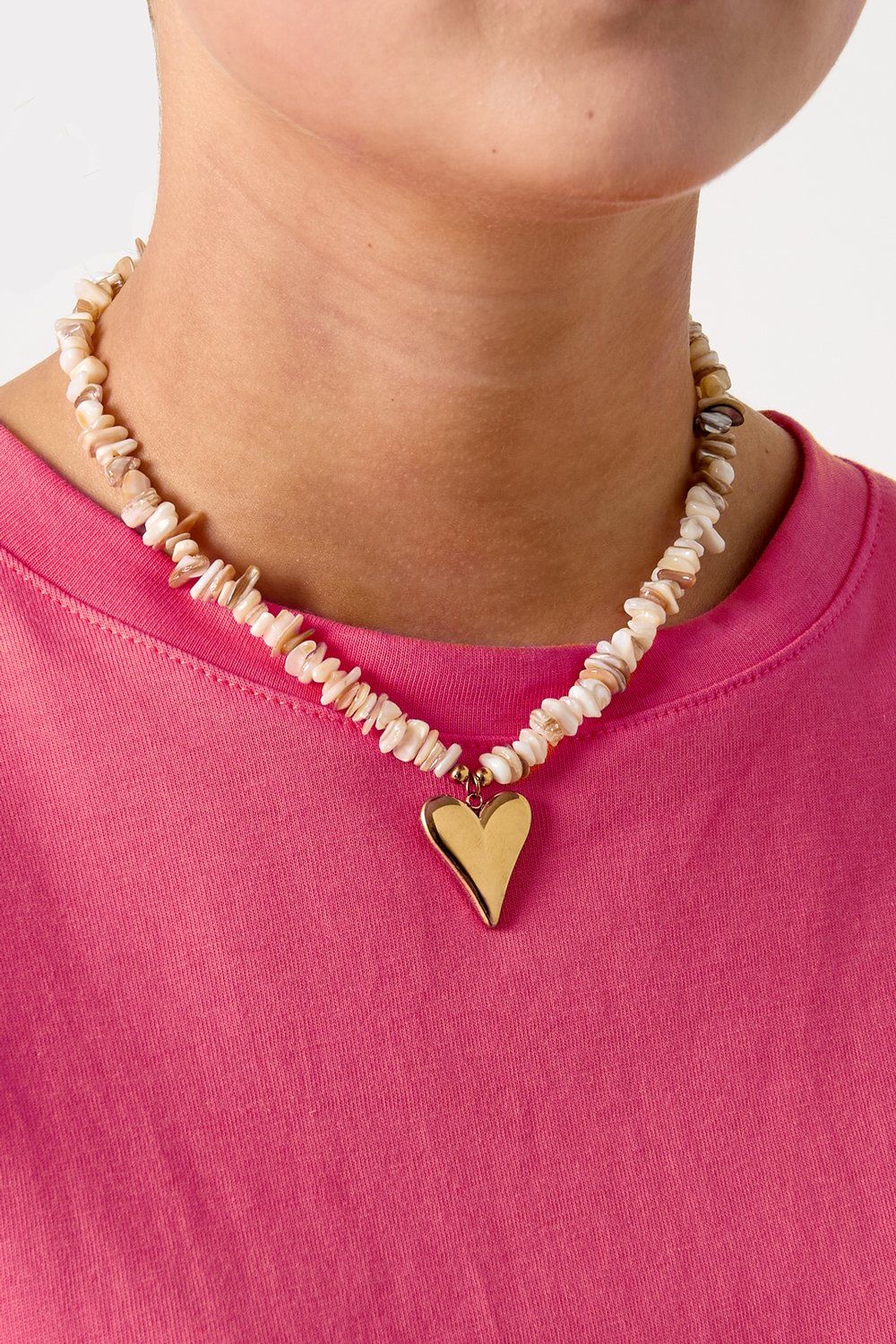 Ketting Beige Steentjes - Goud