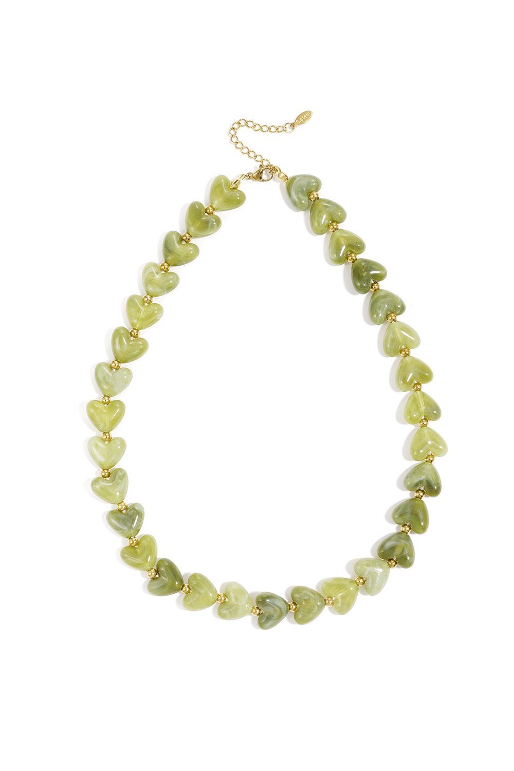 Hart Kralen Ketting - Groen