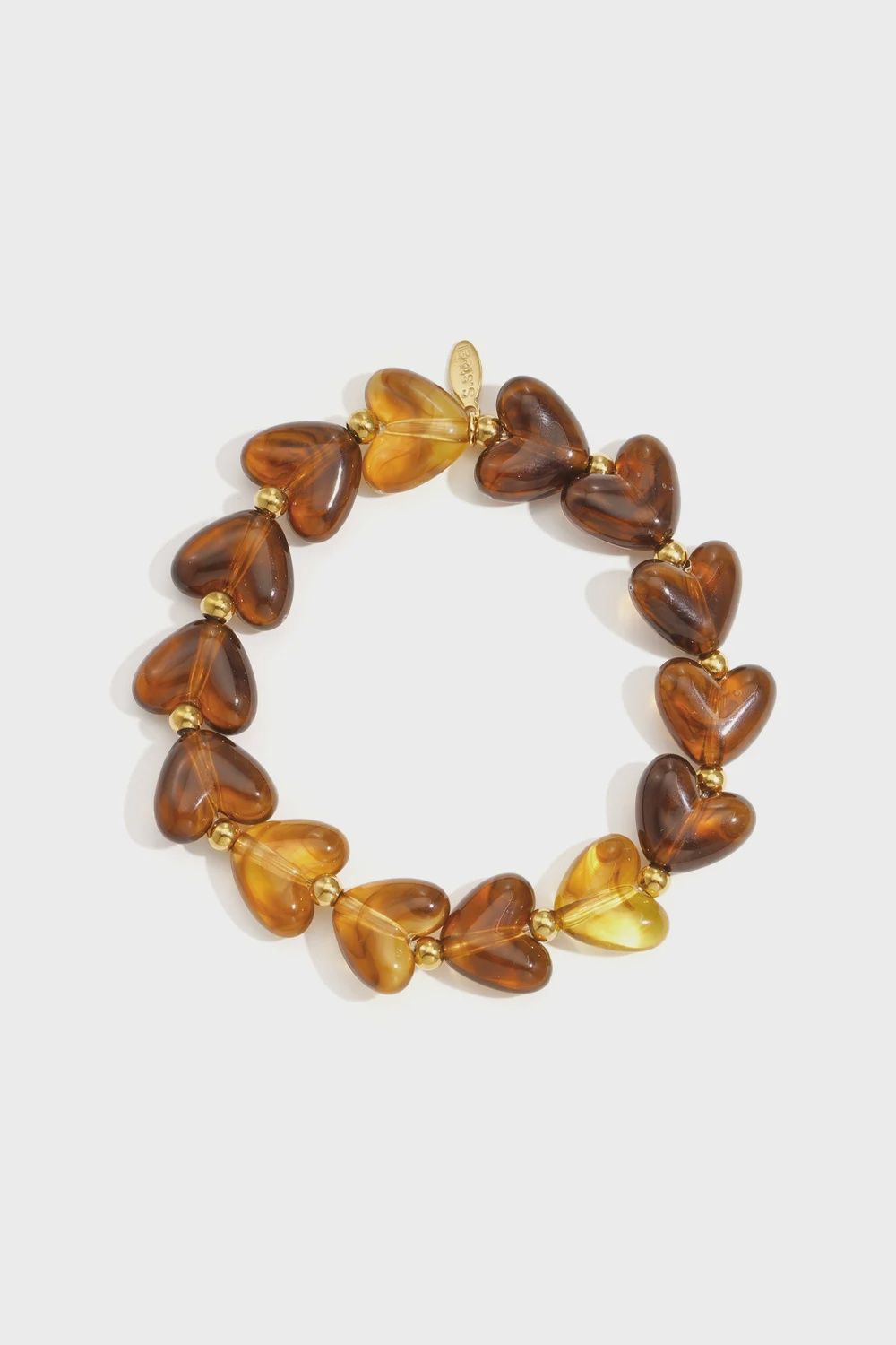 Hartjes Kralen Armband - Coffee Brown