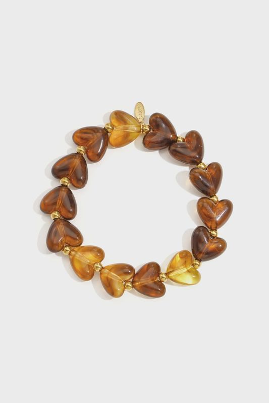 Hartjes Kralen Armband - Coffee Brown