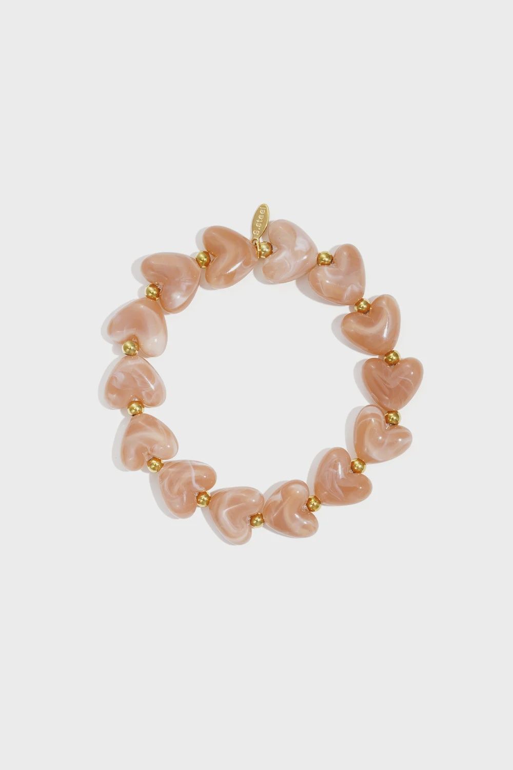 Hartjes Kralen Armband - Tan