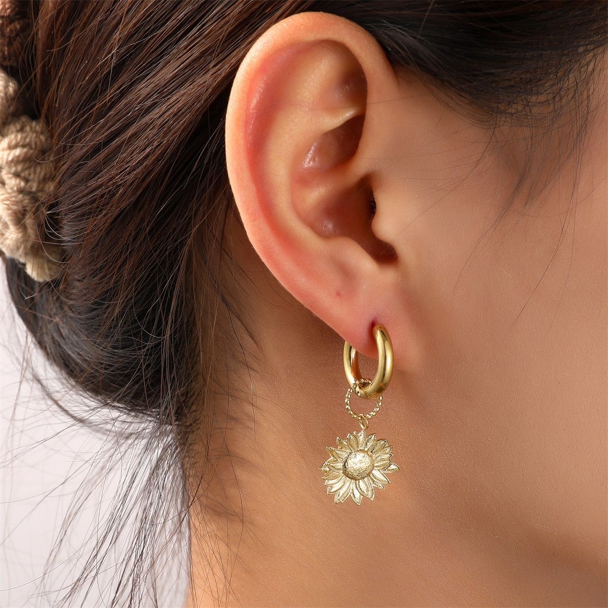 Sunflower Hoop - Gold