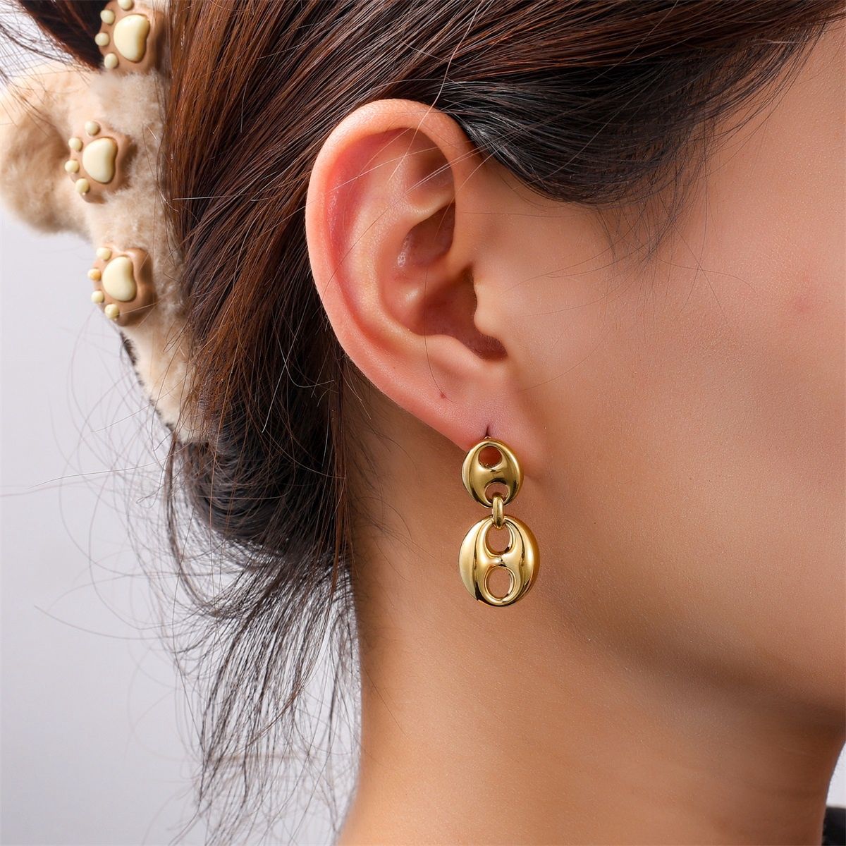 Small Double Button Dangle  - Gold