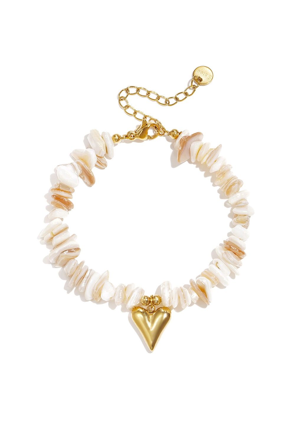 Armband Beige Steentjes - Goud Hart