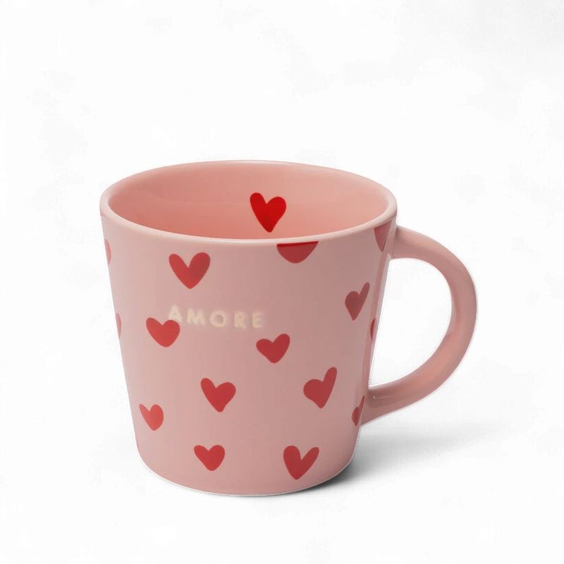 Cappuccino Cup Ceramics Hearts AMORE - Pink 250ml