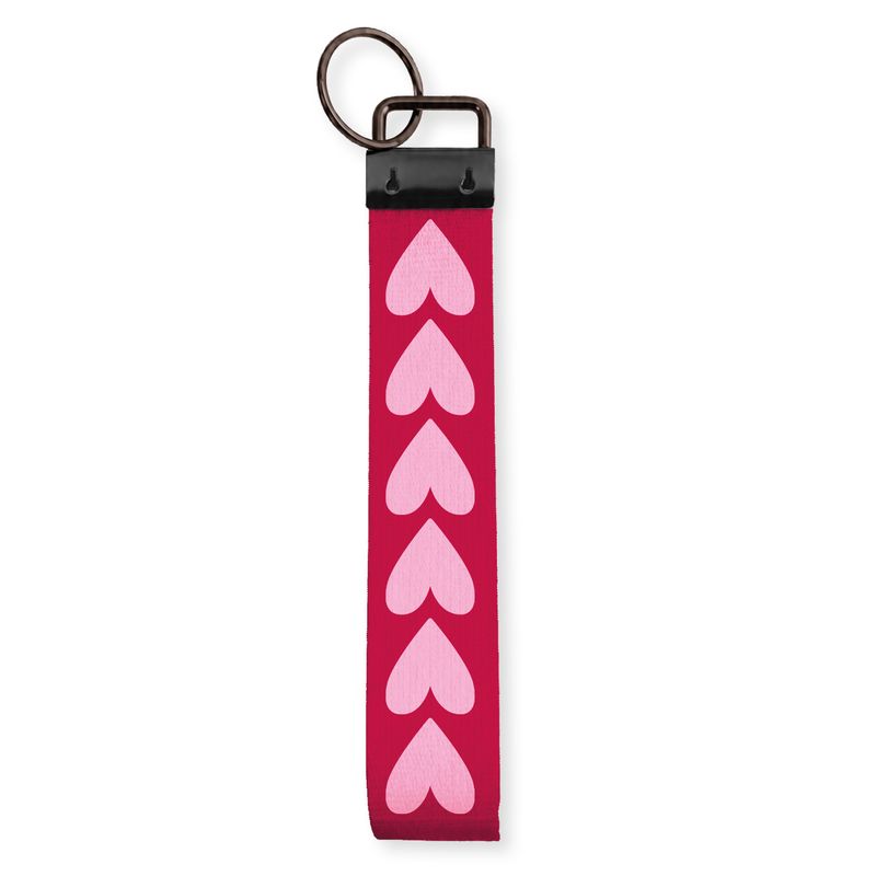 KP Sleutelhanger Rood met Roze Hartjes