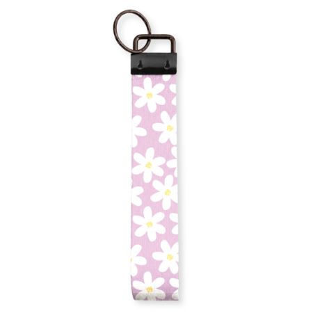 KP Sleutelhanger Roze met witte Madeliefjes