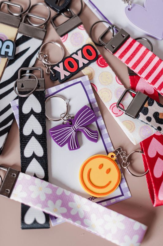 KP Sleutelhanger Roze met witte Madeliefjes