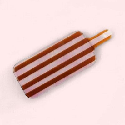 Glazen Borrelplank - Roze / Oranje Bruin S