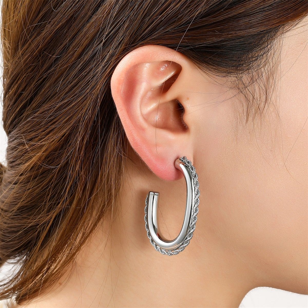 Large Hollow Hoop - Silver