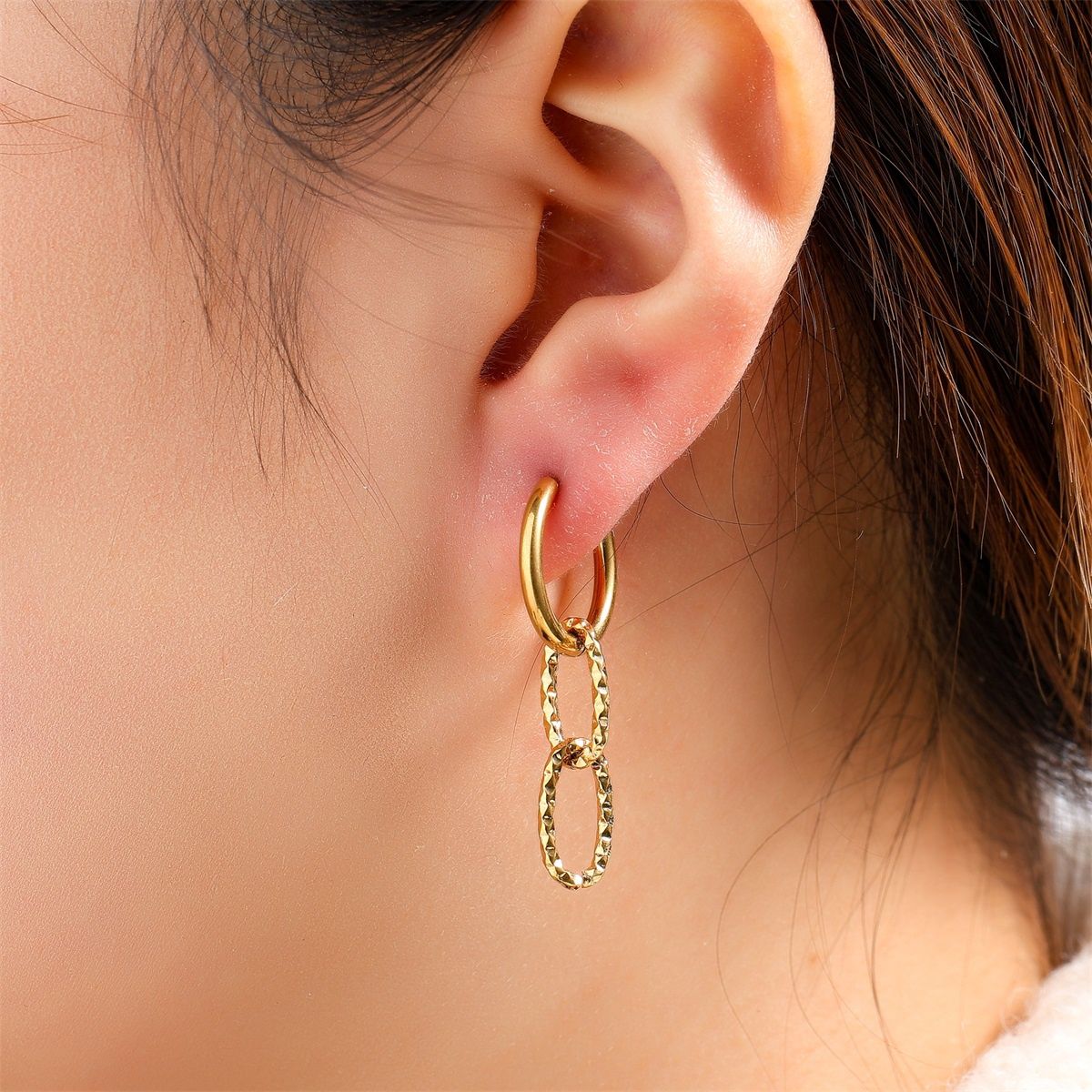 Oval Pendant Hoop - Gold