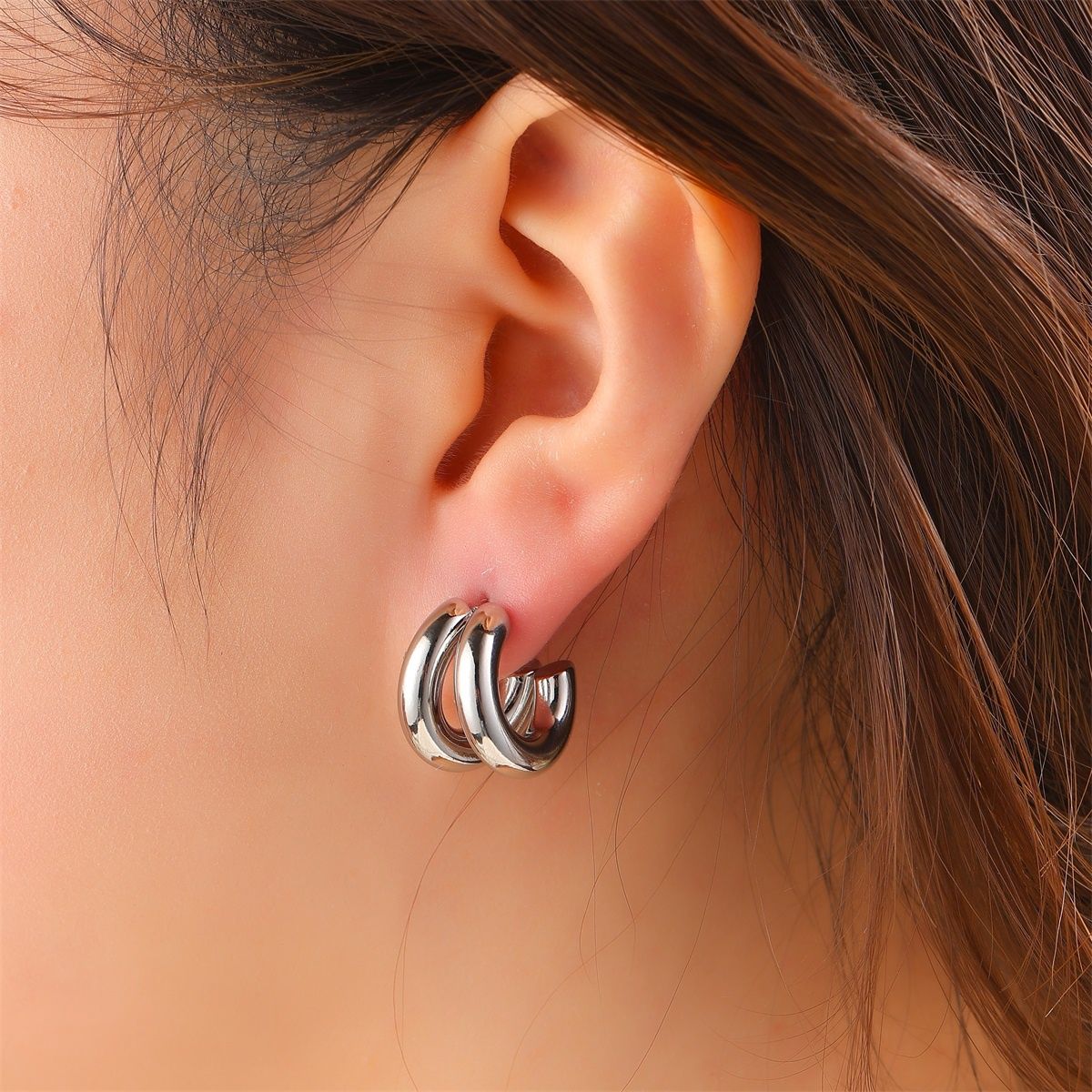 Bold Lines Hoop - Silver