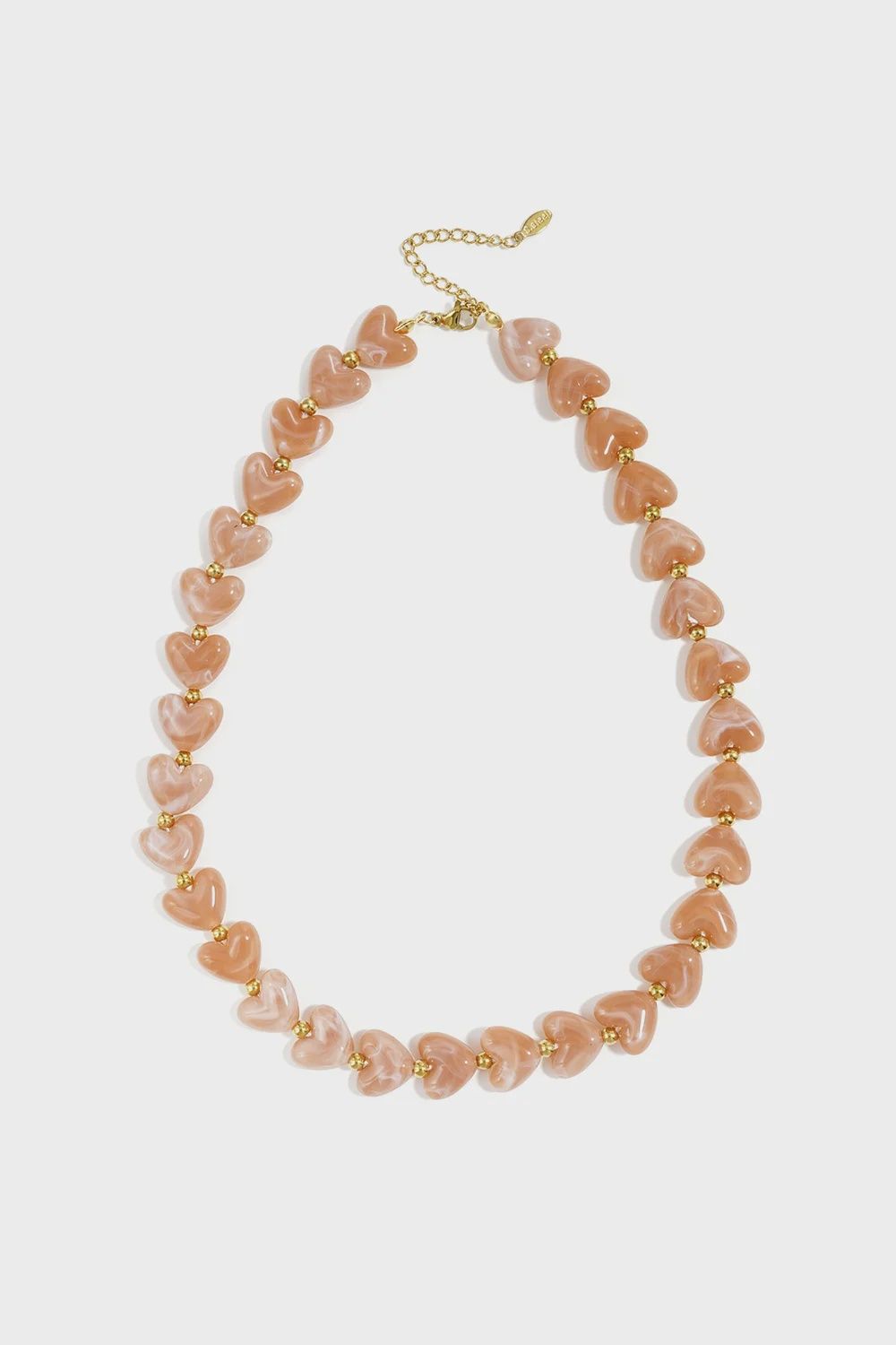 Hart Kralen Ketting - Tan