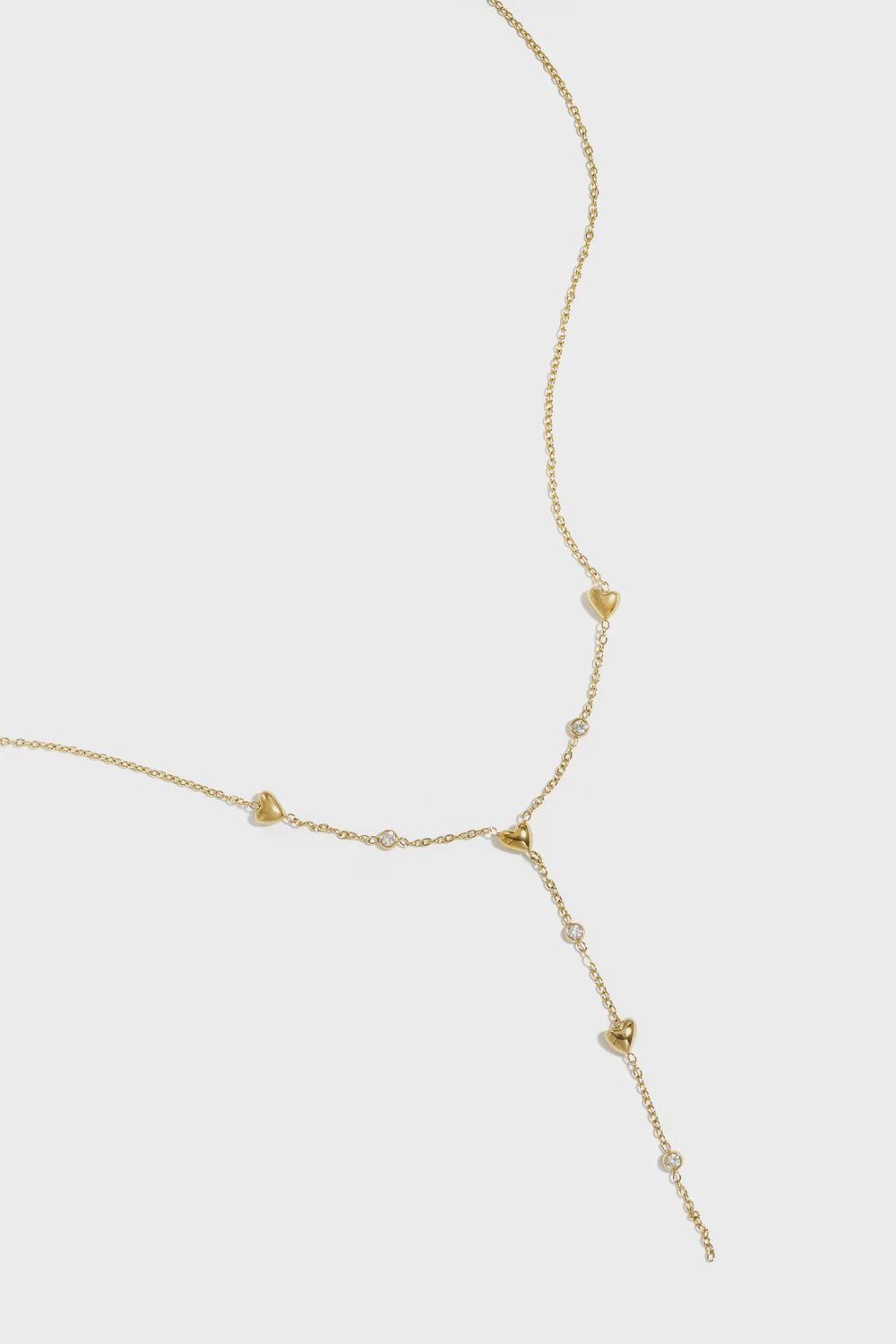 Y Line Necklace Hearts - Gold