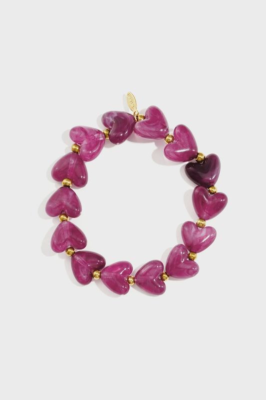 Hartjes Kralenarmband - Purple
