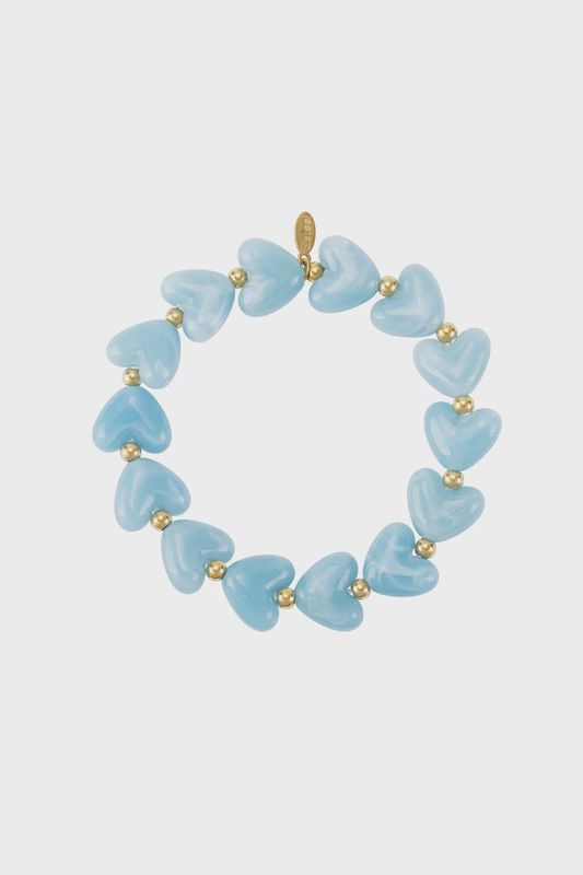 Hartjes Kralenarmband - Helder Blauw