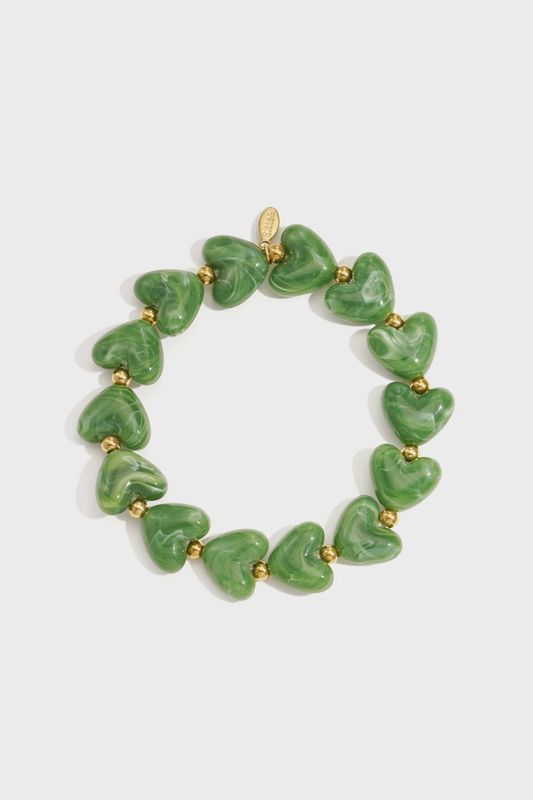 Hartjes Kralenarmband - Donker Groen