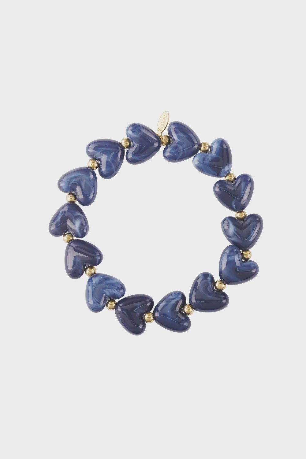 Hartjes Kralenarmband - Donker Blauw