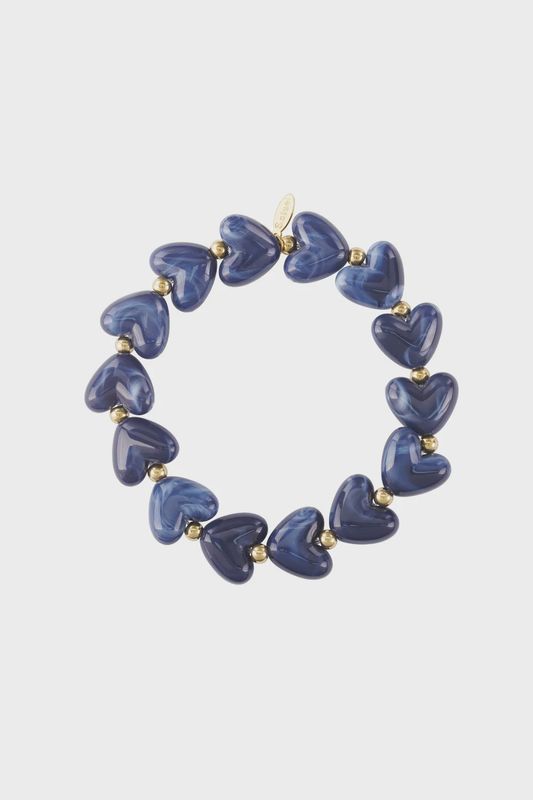 Hartjes Kralenarmband - Donker Blauw