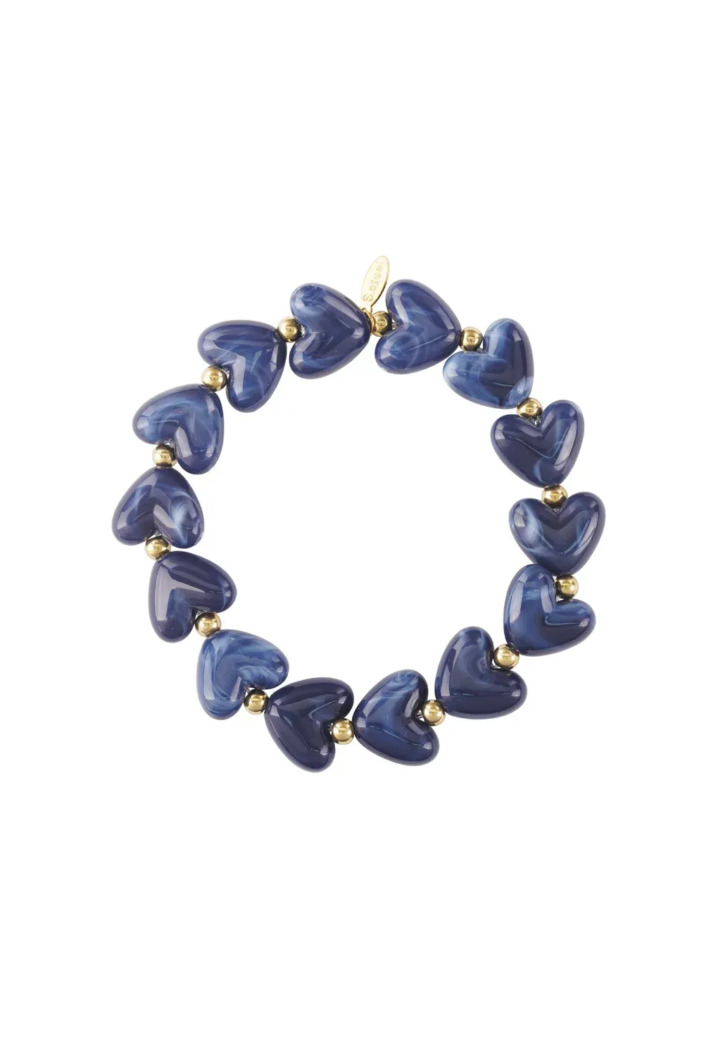 Hartjes Kralenarmband - Donker Blauw