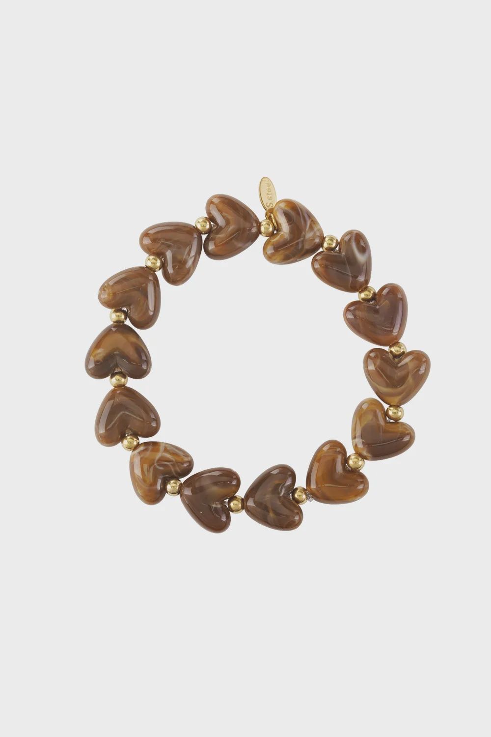 Hartjes Kralenarmband - Bruin
