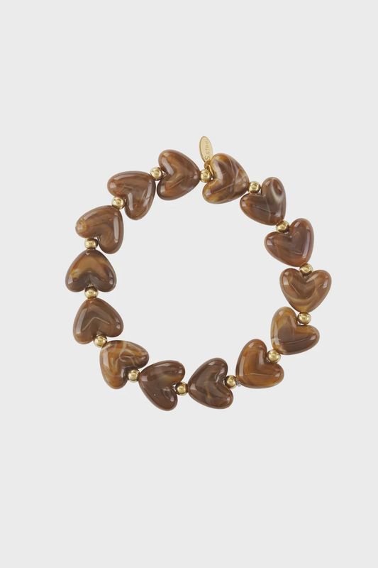 Hartjes Kralenarmband - Bruin