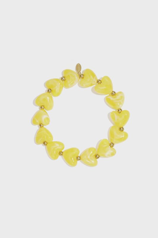 Hartjes Kralenarmband - Yellow