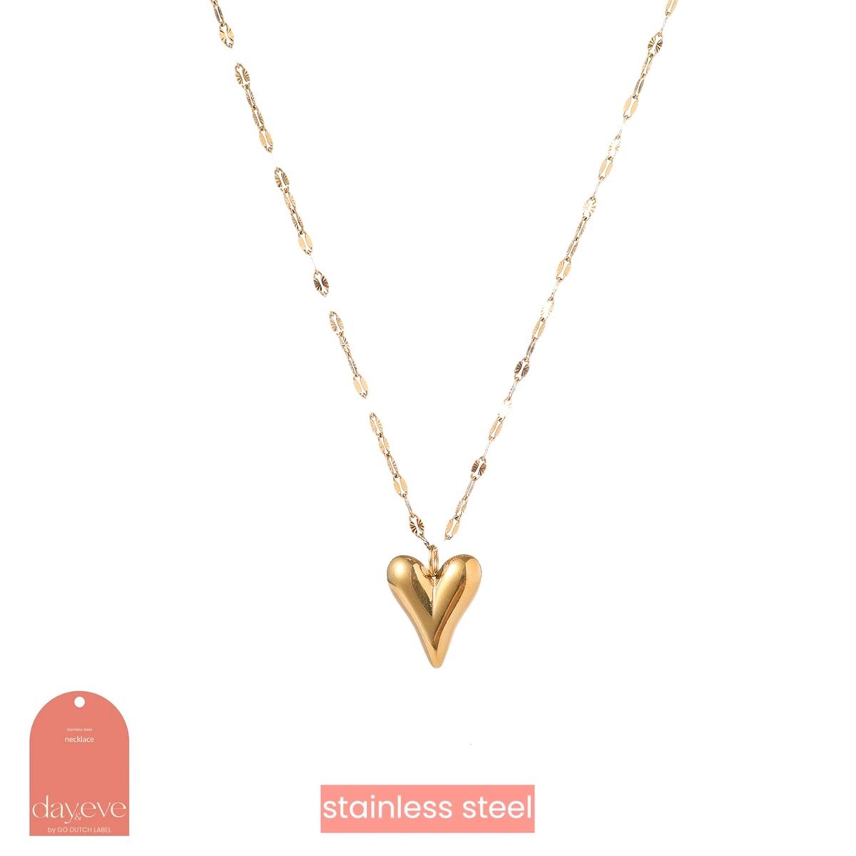 Hollow Heart Necklace - Gold