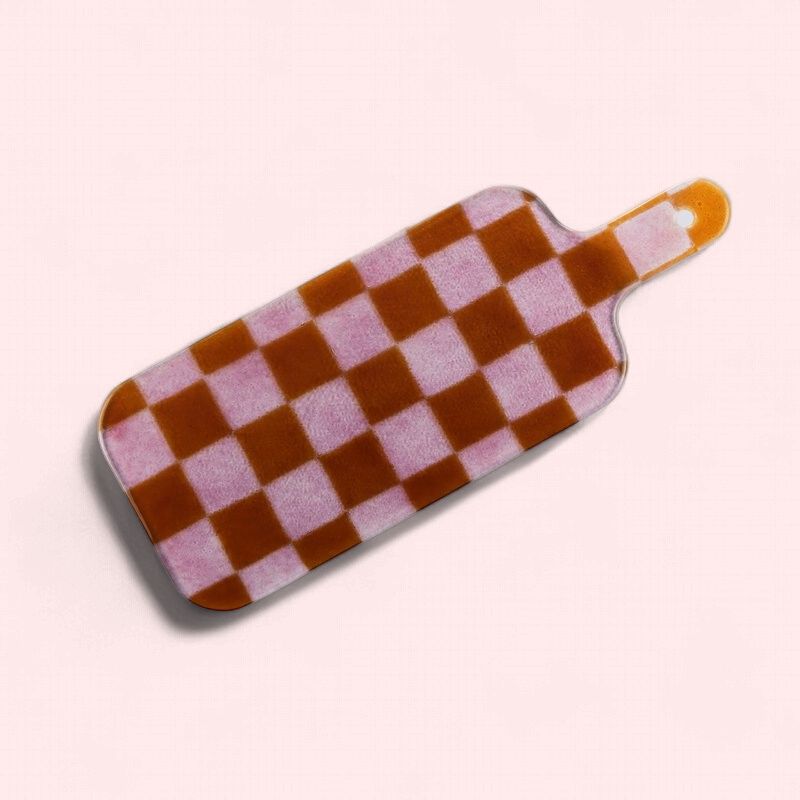 Glazen Borrelplank - Roze Bruin Squares S