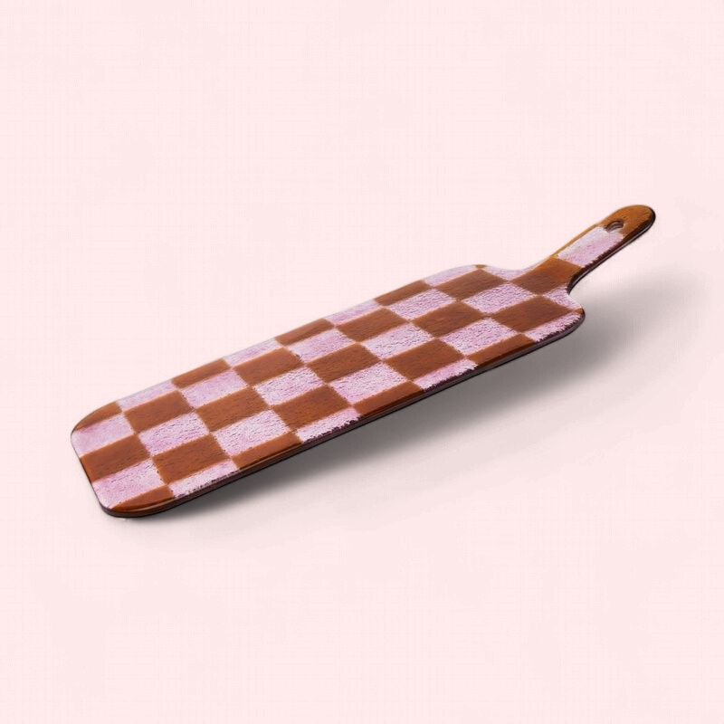 Glazen Borrelplank - Roze Bruin Squares S
