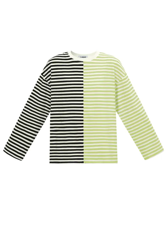 Longsleeve Blocked Stripe - Zwart / Groen