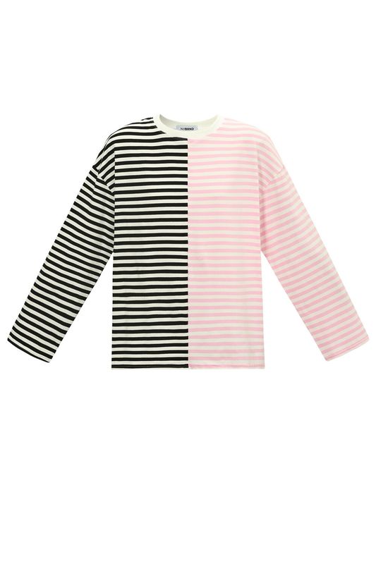 Longsleeve Blocked Stripe - Zwart / Roze
