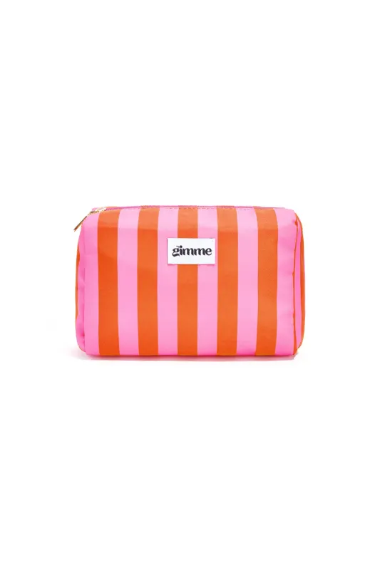 Make Up Tasje - Roze / Oranje Strepen
